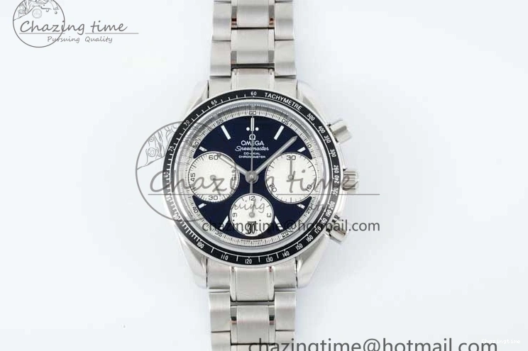0403 Speedmaster Racing Master SS HKF Best Edition Black White Dial on SS Bracelet A Upgraded 7807